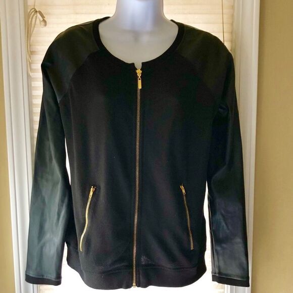 Guess Spring Jacket with Faux Leather Sleeves - Picture 1 of 4